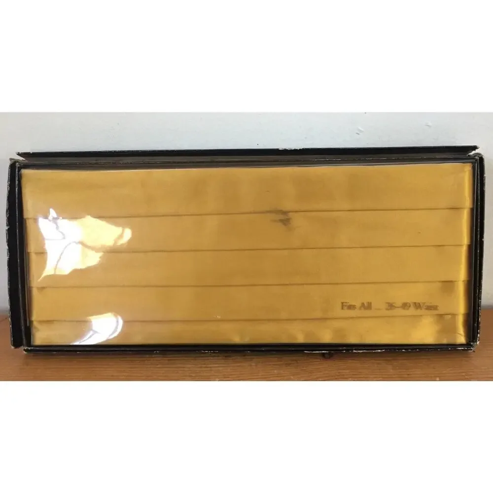 Vtg Shiny Gold Formal Wear Prom Wedding Tux Cummerbund Adjustable Waist 26-49